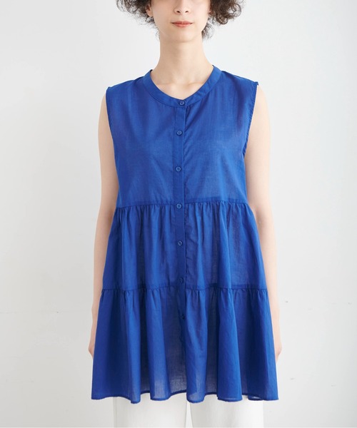 FREE'S MART（フリーズマート）の「◆ノースリーブティアードチュニックブラウス（シャツ/ブラウス・レディース・ブラック/ホワイト/ブルー・SMALL/MEDIUM）」の8枚目の写真