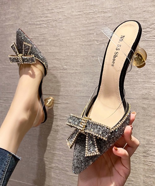 Jasmine Grandiflorum(ジャスミングランディフローラム)の「【Jasmine】ビジューいっぱいリボンのパンプス(パンプス・レディース・ブラック/ピンク/ゴールド・23.5cm/24.5cm/23.0cm/24.0cm/25.0cm)」の12枚目の写真