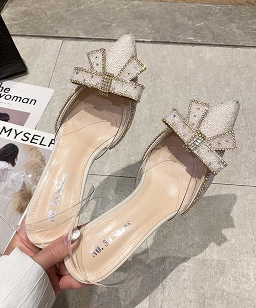 Jasmine Grandiflorum(ジャスミングランディフローラム)の「【Jasmine】ビジューいっぱいリボンのパンプス(パンプス・レディース・ブラック/ピンク/ゴールド・23.5cm/24.5cm/23.0cm/24.0cm/25.0cm)」の19枚目の写真