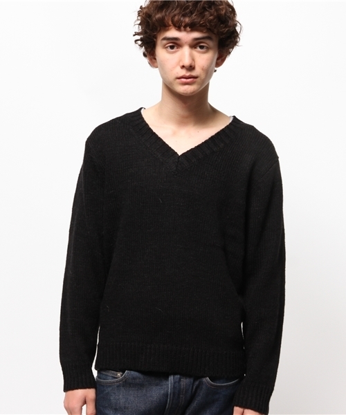OUTLET（アウトレット）の「【WHO'S WHO gallery】POPアルパカ深Vネック（ニット/セーター・メンズ・ブラック/グレー/アイボリー/ネイビー・LARGE/MEDIUM）」の5枚目の写真