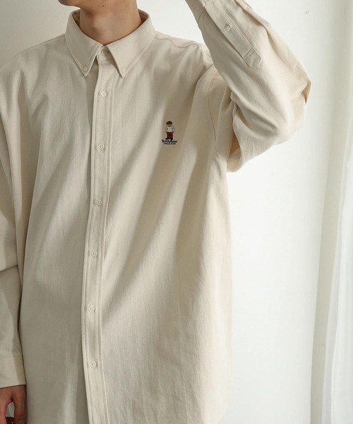 SENSE OF PLACE by URBAN RESEARCH（センスオブプレイスバイアーバンリサーチ）の「『別注』TeddyBear×SENSE OF PLACE　テディベアデニムルーズシャツ（シャツ/ブラウス・メンズ・アイボリー/ブラック・MEDIUM/LARGE）」の3枚目の写真