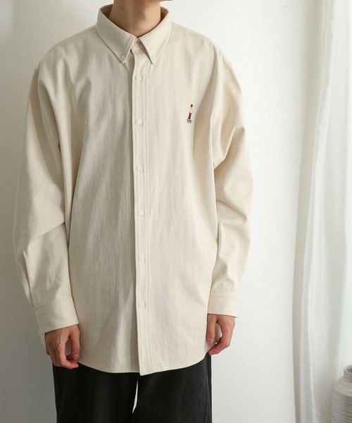 SENSE OF PLACE by URBAN RESEARCH（センスオブプレイスバイアーバンリサーチ）の「『別注』TeddyBear×SENSE OF PLACE　テディベアデニムルーズシャツ（シャツ/ブラウス・メンズ・アイボリー/ブラック・MEDIUM/LARGE）」の4枚目の写真