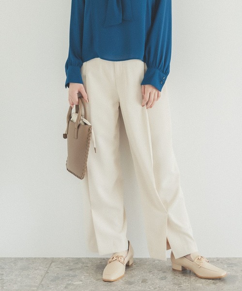 Andemiu（アンデミュウ）の「タックスリットパンツ157534（その他パンツ・レディース・オレンジ/グリーン/アイボリー・SMALL/MEDIUM）」の2枚目の写真