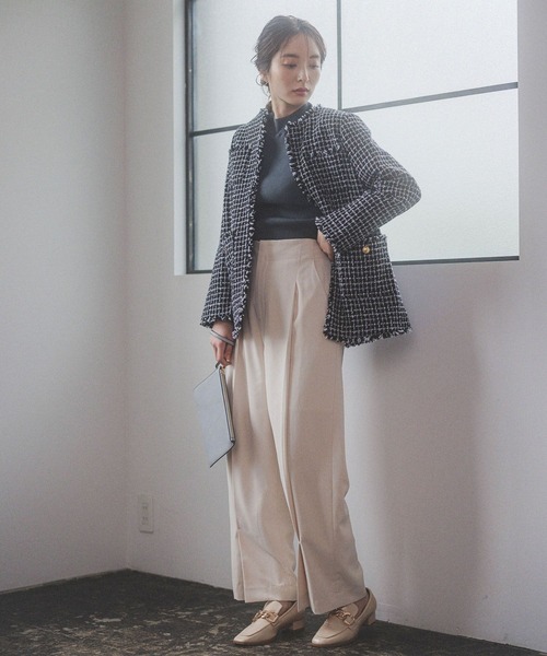 Andemiu（アンデミュウ）の「タックスリットパンツ157534（その他パンツ・レディース・オレンジ/グリーン/アイボリー・SMALL/MEDIUM）」の4枚目の写真