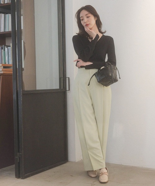 Andemiu（アンデミュウ）の「タックスリットパンツ157534（その他パンツ・レディース・オレンジ/グリーン/アイボリー・SMALL/MEDIUM）」の9枚目の写真