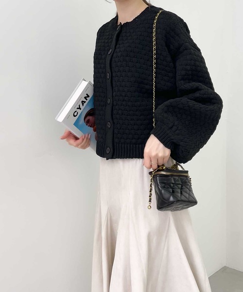 【milybilet】印象的1枚。2wayぽこぽこ軽量クロップド丈ニットカーディガン