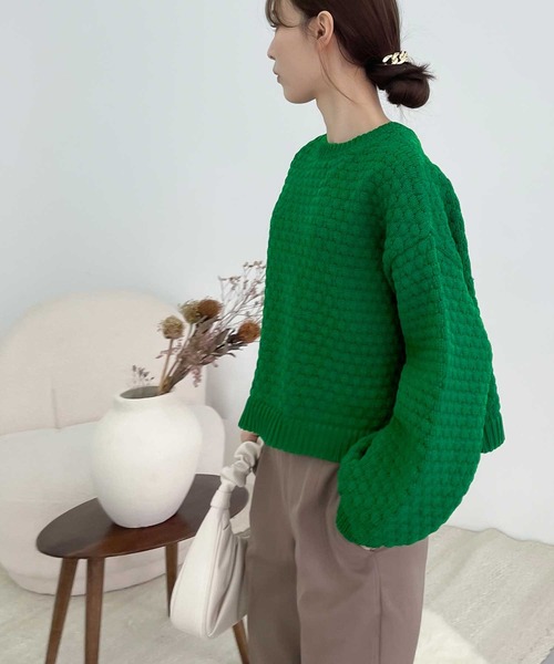 【milybilet】印象的1枚。2wayぽこぽこ軽量クロップド丈ニットカーディガン