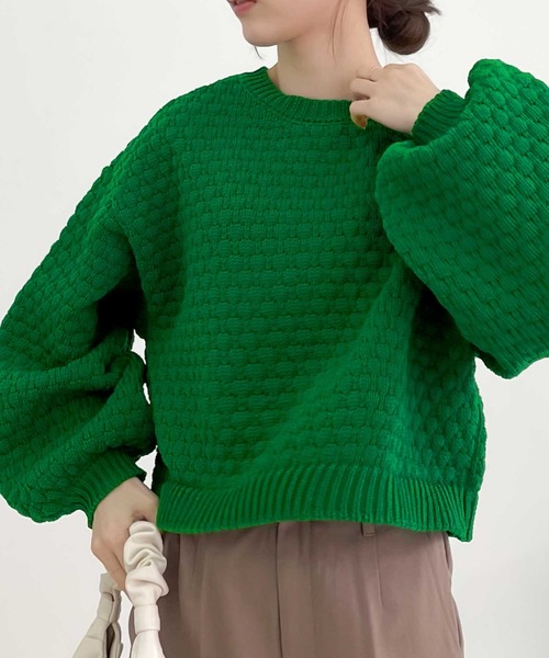 【milybilet】印象的1枚。2wayぽこぽこ軽量クロップド丈ニットカーディガン