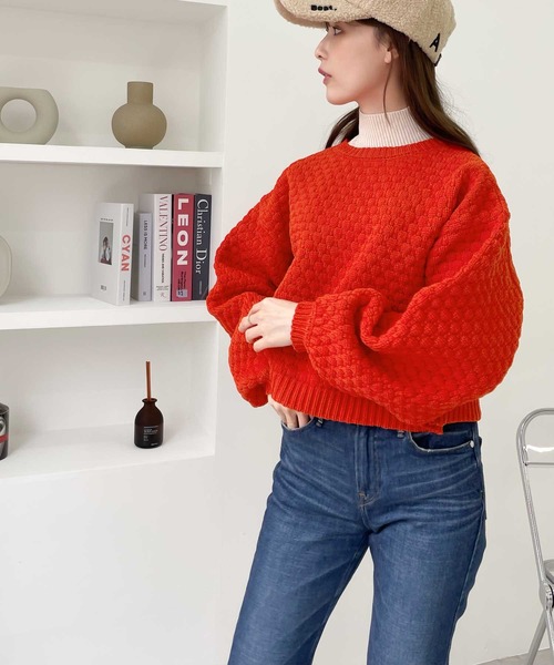 【milybilet】印象的1枚。2wayぽこぽこ軽量クロップド丈ニットカーディガン