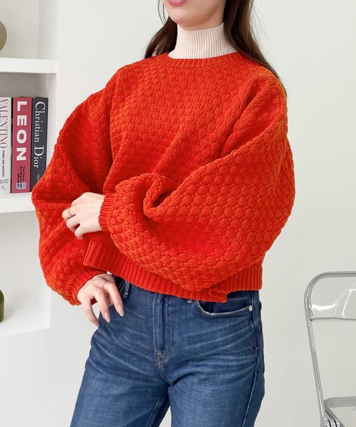 【milybilet】印象的1枚。2wayぽこぽこ軽量クロップド丈ニットカーディガン