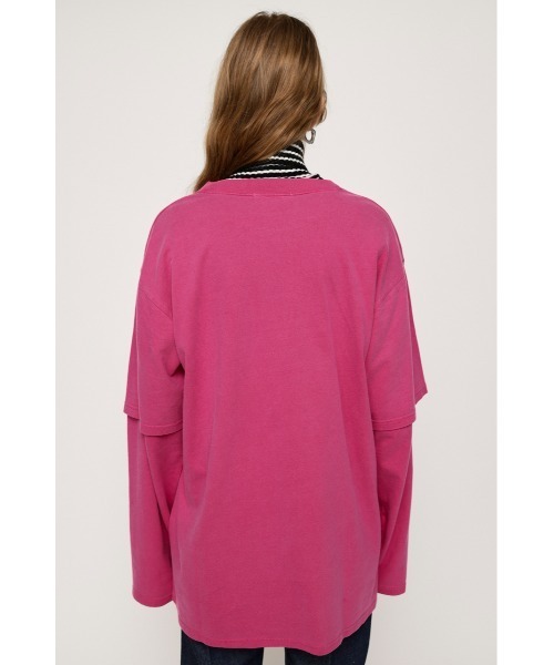 SLY(スライ)の「WASHED LAYER S/L T/SH ウォッシュドレイヤースリーブ Tシャツ(Tシャツ/カットソー・レディース・スモークピンク/ダークブルー/ライトブラック・FREE)」の20枚目の写真