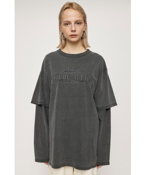 SLY(スライ)の「WASHED LAYER S/L T/SH ウォッシュドレイヤースリーブ Tシャツ(Tシャツ/カットソー・レディース・スモークピンク/ダークブルー/ライトブラック・FREE)」の6枚目の写真