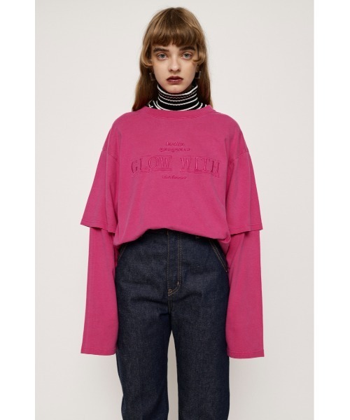 SLY(スライ)の「WASHED LAYER S/L T/SH ウォッシュドレイヤースリーブ Tシャツ(Tシャツ/カットソー・レディース・スモークピンク/ダークブルー/ライトブラック・FREE)」の16枚目の写真