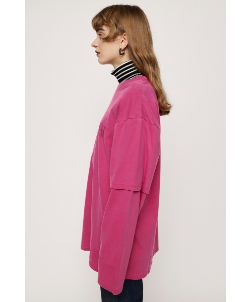 SLY(スライ)の「WASHED LAYER S/L T/SH ウォッシュドレイヤースリーブ Tシャツ(Tシャツ/カットソー・レディース・スモークピンク/ダークブルー/ライトブラック・FREE)」の19枚目の写真