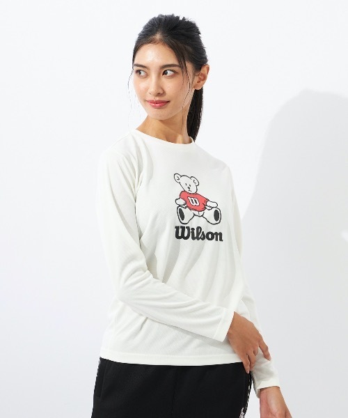wilson(ウィルソン)の「【WILSON:ウィルソン】レディースドライメッシュロングTシャツ(Tシャツ/カットソー・レディース・ホワイト/ブラック/ネイビー/ピンク・MEDIUM/LARGE/X-LARGE)」の2枚目の写真
