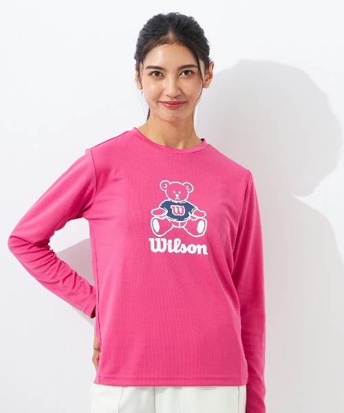 wilson(ウィルソン)の「【WILSON:ウィルソン】レディースドライメッシュロングTシャツ(Tシャツ/カットソー・レディース・ホワイト/ブラック/ネイビー/ピンク・MEDIUM/LARGE/X-LARGE)」の1枚目の写真