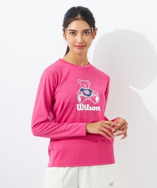 wilson(ウィルソン)の「【WILSON:ウィルソン】レディースドライメッシュロングTシャツ(Tシャツ/カットソー・レディース・ホワイト/ブラック/ネイビー/ピンク・MEDIUM/LARGE/X-LARGE)」の6枚目の写真