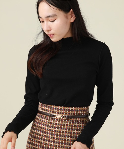 archives(アルシーヴ)の「ハイネックリブTOPS(Tシャツ/カットソー・レディース・ブラック/オフホワイト/ブルーグレー/グレイッシュベージュ・MEDIUM)」の1枚目の写真