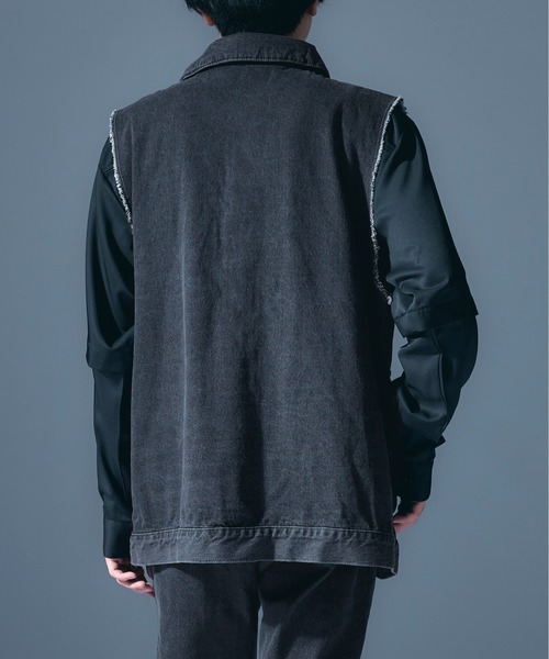 Ellno Loset（エルノロゼット）の「ダメージデニムベスト/セットアップ対応（ベスト・メンズ・ライトグレー/ブラック・MEDIUM/LARGE）」の13枚目の写真