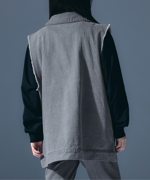 Ellno Loset（エルノロゼット）の「ダメージデニムベスト/セットアップ対応（ベスト・メンズ・ライトグレー/ブラック・MEDIUM/LARGE）」の14枚目の写真