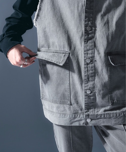 Ellno Loset（エルノロゼット）の「ダメージデニムベスト/セットアップ対応（ベスト・メンズ・ライトグレー/ブラック・MEDIUM/LARGE）」の8枚目の写真