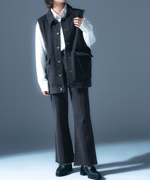 Ellno Loset（エルノロゼット）の「ダメージデニムベスト/セットアップ対応（ベスト・メンズ・ライトグレー/ブラック・MEDIUM/LARGE）」の10枚目の写真