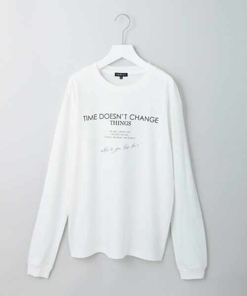 INDIVI(インディヴィ)の「【WORLD for the World】ロゴプリント ロングTシャツ(Tシャツ/カットソー・レディース・ブラック/ホワイト・38/13/05)」の2枚目の写真