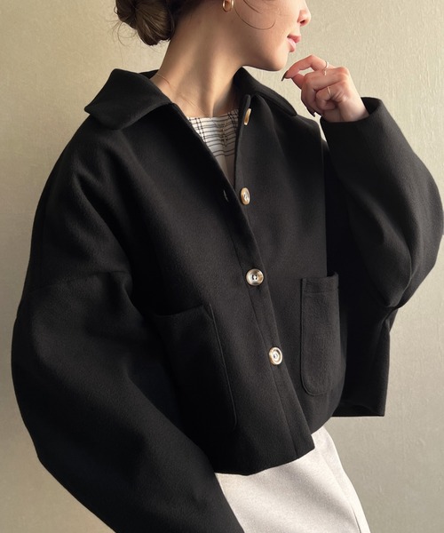 KUHO PLUS(韓国製品)◆シグネチャーコクーンショートコート コクーンスリーブショートコート[品番：AMTW0005013]｜JUNOAH