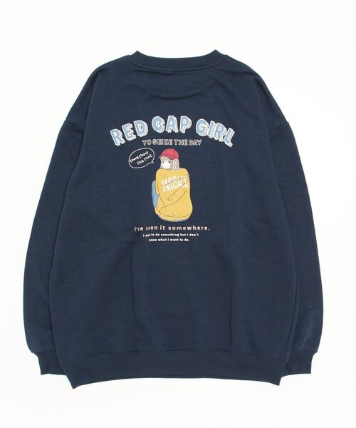 Red Cap Girl(レッドキャプガール)の「裏毛バックイラスト ワイドクルーネックプルオーバー 2022AW(スウェット・メンズ・ホワイト/アッシュグレー/ネイビー/オレンジ/グリーン・M/L)」の8枚目の写真