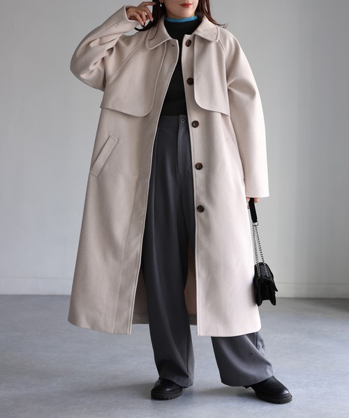 Riberry（リベリー）の「前後ヨークステンカラーコート（ステンカラーコート・レディース・ブラック/ベージュ/グリーン/アイボリー/モカ/グレー系/アイボリー系/ブラウン系1/ブラウン系・MEDIUM/LARGE）」の8枚目の写真