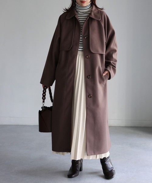 Riberry（リベリー）の「前後ヨークステンカラーコート（ステンカラーコート・レディース・ブラック/ベージュ/グリーン/アイボリー/モカ/グレー系/アイボリー系/ブラウン系1/ブラウン系・MEDIUM/LARGE）」の4枚目の写真