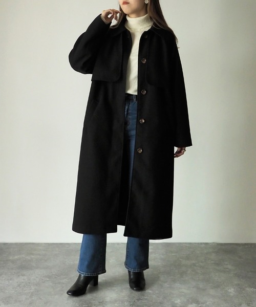 Riberry（リベリー）の「前後ヨークステンカラーコート（ステンカラーコート・レディース・ブラック/ベージュ/グリーン/アイボリー/モカ/グレー系/アイボリー系/ブラウン系1/ブラウン系・MEDIUM/LARGE）」の11枚目の写真