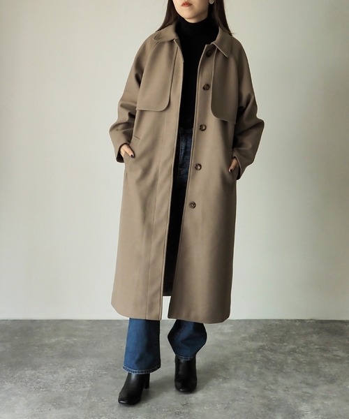 Riberry（リベリー）の「前後ヨークステンカラーコート（ステンカラーコート・レディース・ブラック/ベージュ/グリーン/アイボリー/モカ/グレー系/アイボリー系/ブラウン系1/ブラウン系・MEDIUM/LARGE）」の13枚目の写真