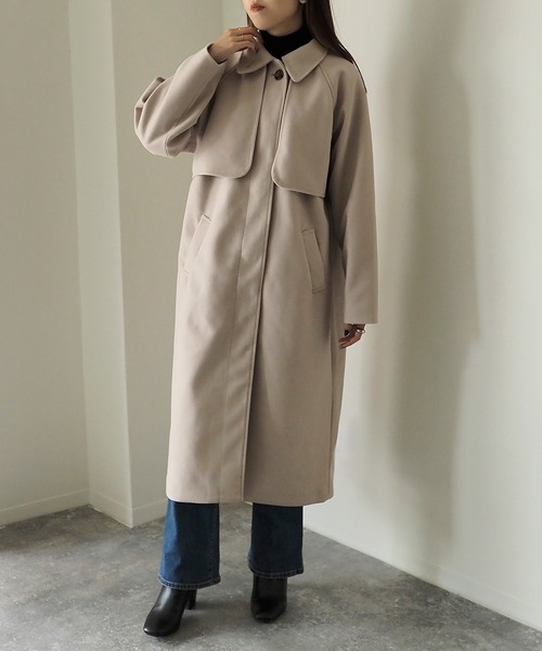 Riberry（リベリー）の「前後ヨークステンカラーコート（ステンカラーコート・レディース・ブラック/ベージュ/グリーン/アイボリー/モカ/グレー系/アイボリー系/ブラウン系1/ブラウン系・MEDIUM/LARGE）」の14枚目の写真