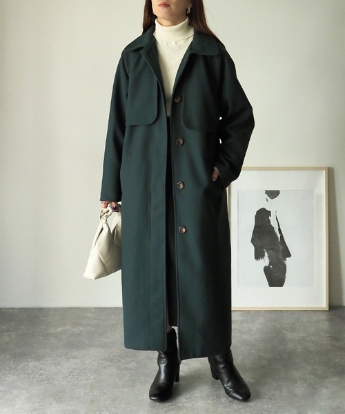 Riberry（リベリー）の「前後ヨークステンカラーコート（ステンカラーコート・レディース・ブラック/ベージュ/グリーン/アイボリー/モカ/グレー系/アイボリー系/ブラウン系1/ブラウン系・MEDIUM/LARGE）」の16枚目の写真