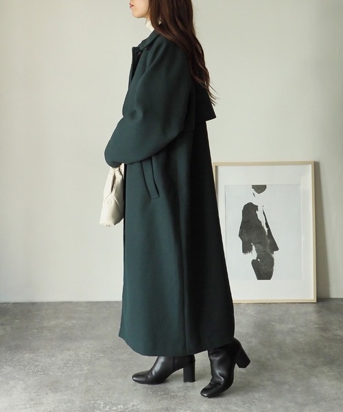 Riberry（リベリー）の「前後ヨークステンカラーコート（ステンカラーコート・レディース・ブラック/ベージュ/グリーン/アイボリー/モカ/グレー系/アイボリー系/ブラウン系1/ブラウン系・MEDIUM/LARGE）」の17枚目の写真