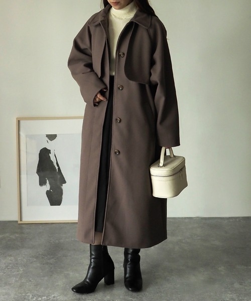 Riberry（リベリー）の「前後ヨークステンカラーコート（ステンカラーコート・レディース・ブラック/ベージュ/グリーン/アイボリー/モカ/グレー系/アイボリー系/ブラウン系1/ブラウン系・MEDIUM/LARGE）」の19枚目の写真