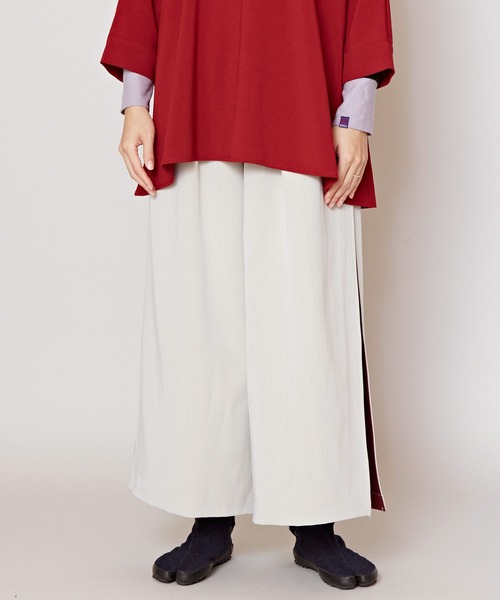 カヤ（カヤ）の「【カヤ】隠れ色 袴風ワイドパンツ（その他パンツ・レディース・スミクロ/ネイビー/グリーン/アイボリー・FREE）」の6枚目の写真