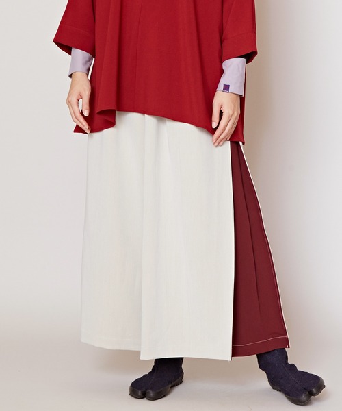 カヤ（カヤ）の「【カヤ】隠れ色 袴風ワイドパンツ（その他パンツ・レディース・スミクロ/ネイビー/グリーン/アイボリー・FREE）」の7枚目の写真