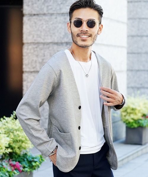 jiggys shop(ジギーズショップ)の「ノーカラーポンチジャケット(ノーカラージャケット・メンズ・ミックスグレー/ネイビー/ブラック・MEDIUM/LARGE/X-LARGE)」の3枚目の写真