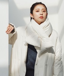 ノーカラーロングダウンコート