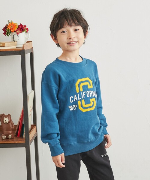 coen（コーエン）の「CVC裏起毛カレッジスウェット（スウェット・キッズ・コバルトブルー/オレンジ・110/150/100/140/130/120）」の3枚目の写真
