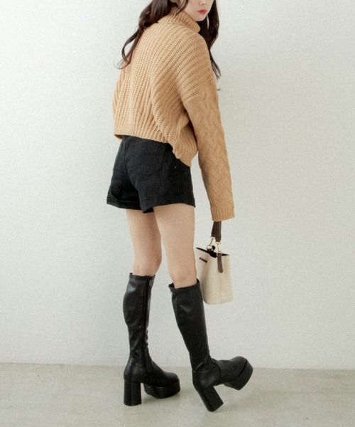 OLUPIC（オルピック）の「OLUPIC/【WEB限定】ケーブル袖ローゲージニット（ニット/セーター・レディース・ブラック/ベージュ/グレー・FREE）」の21枚目の写真