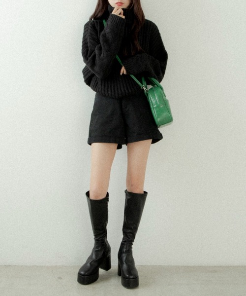 OLUPIC（オルピック）の「OLUPIC/【WEB限定】ケーブル袖ローゲージニット（ニット/セーター・レディース・ブラック/ベージュ/グレー・FREE）」の7枚目の写真