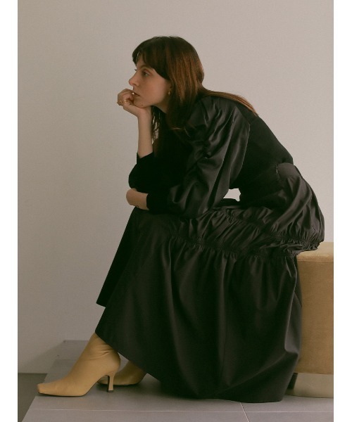 美品 オブリ タフタティアードスカート ロング 通年活躍 ブラック XS DOUBLE STANDARD CLOTHING】タフタティアードスカート - Carry