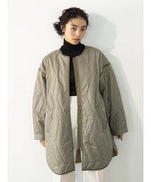 koe | リップストップ縦キルトコート(ノーカラーコート)