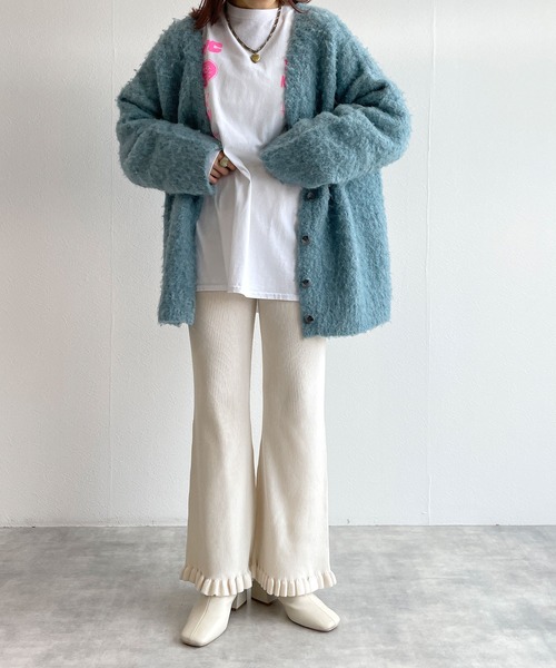 w closet（ダブルクローゼット）の「フリルリブパンツ（その他パンツ・レディース・オフホワイト/サックスブルー系/ブラック・FREE）」の6枚目の写真