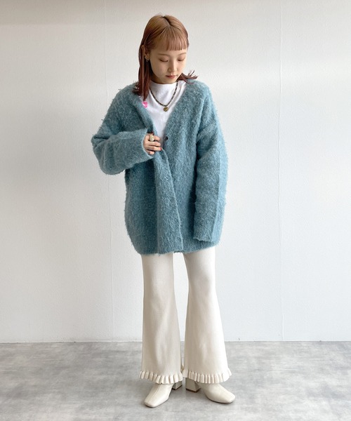 w closet（ダブルクローゼット）の「フリルリブパンツ（その他パンツ・レディース・オフホワイト/サックスブルー系/ブラック・FREE）」の9枚目の写真