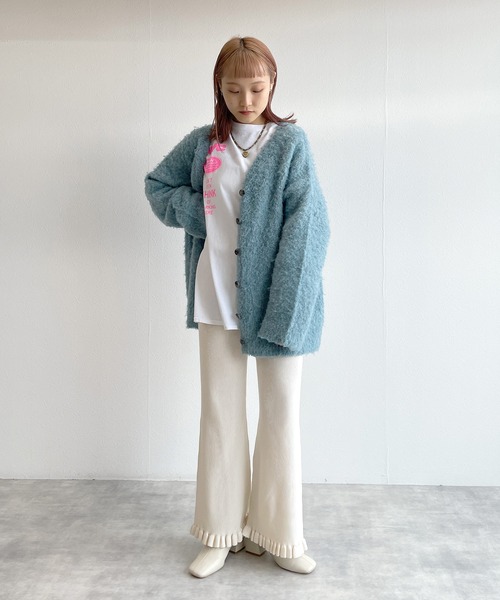 w closet（ダブルクローゼット）の「フリルリブパンツ（その他パンツ・レディース・オフホワイト/サックスブルー系/ブラック・FREE）」の12枚目の写真