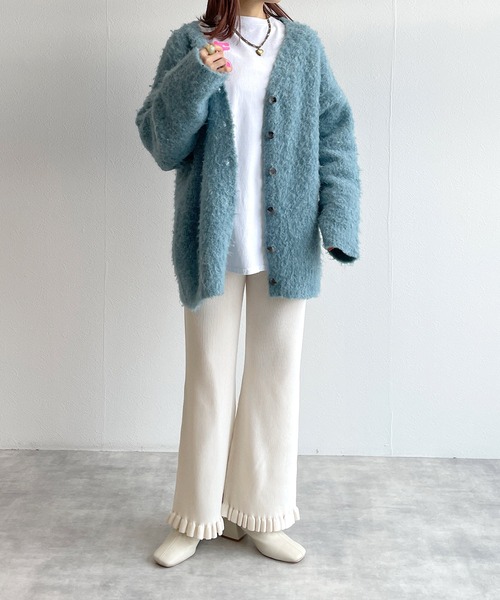 w closet（ダブルクローゼット）の「フリルリブパンツ（その他パンツ・レディース・オフホワイト/サックスブルー系/ブラック・FREE）」の14枚目の写真